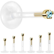 Load image into Gallery viewer, Solid 14K Yellow Gold March 1.5mm CZ Bioplast Push in Labret Monroe