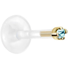 Load image into Gallery viewer, Solid 14K Yellow Gold March 1.5mm CZ Bioplast Push in Labret Monroe