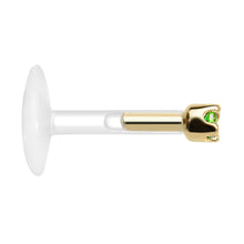 Load image into Gallery viewer, 16G 1/4 14K Yellow Gold May 1.5mm CZ Bioplast Push in Cartilage Earring