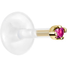 Load image into Gallery viewer, 16G 1/4 14K Yellow Gold July 1.5mm CZ Bioplast Push in Cartilage Earring