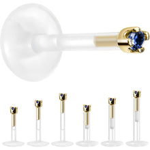 Load image into Gallery viewer, Solid 14K Yellow Gold September 1.5mm CZ Bioplast Push in Labret Monroe