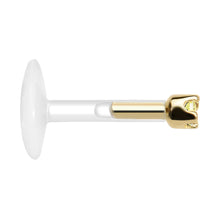 Load image into Gallery viewer, 16G 1/4 14K Yellow Gold November 1.5mm CZ Bioplast Push in Cartilage Earring