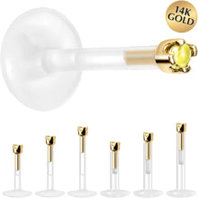 Load image into Gallery viewer, Solid 14K Yellow Gold November 1.5mm CZ Bioplast Push in Labret Monroe