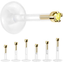 Load image into Gallery viewer, Solid 14K Yellow Gold November 1.5mm CZ Bioplast Push in Labret Monroe