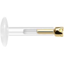 Load image into Gallery viewer, Solid 14K Yellow Gold November 1.5mm CZ Bioplast Push in Labret Monroe