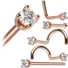 Load image into Gallery viewer, 14K Rose Gold 2mm Genuine Diamond Nose Ring