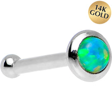 Load image into Gallery viewer, 14k White Gold 2mm Lime Synthetic Opal Nose Ring