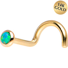 Load image into Gallery viewer, 14k Yellow Gold 2mm Lime Synthetic Opal Nose Ring
