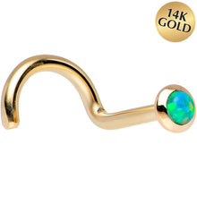 Load image into Gallery viewer, 14k Yellow Gold 2mm Lime Synthetic Opal Nose Ring