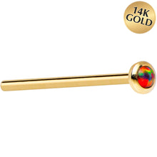 Load image into Gallery viewer, 14k Yellow Gold 2mm Fire Red Synthetic Opal Nose Ring