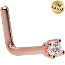 Load image into Gallery viewer, 14K Rose Gold 2mm Cubic Zirconia Nose Ring
