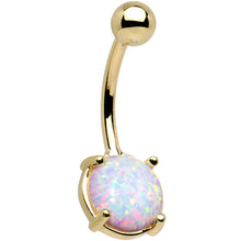 Load image into Gallery viewer, Solid 14k Yellow Gold 8mm Synthetic Opal Belly Ring