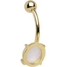Load image into Gallery viewer, Solid 14k Yellow Gold 8mm Synthetic Opal Belly Ring