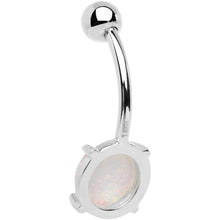 Load image into Gallery viewer, Solid 14k White Gold 8mm Synthetic Opal Belly Ring