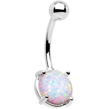 Load image into Gallery viewer, Solid 14k White Gold 8mm Synthetic Opal Belly Ring