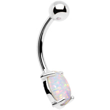 Load image into Gallery viewer, Solid 14k White Gold 8mm Synthetic Opal Belly Ring
