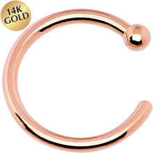 Load image into Gallery viewer, 20G 1/4 14k Solid Rose Gold Nose Hoop