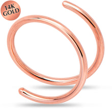 Load image into Gallery viewer, 14k Solid Rose Gold Double Hoop Nose Spiral Nose Ring