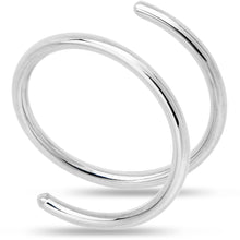 Load image into Gallery viewer, 14k Solid White Gold Double Hoop Nose Spiral Nose Ring