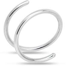 Load image into Gallery viewer, 14k Solid White Gold Double Hoop Nose Spiral Nose Ring
