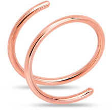 Load image into Gallery viewer, Double Hoop Nose Solid 14k Rose Gold Spiral Nose Ring 20G 8mm Right