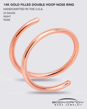 Load image into Gallery viewer, Double Hoop Nose 14k Rose Gold Filled Spiral Nose Ring