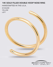 Load image into Gallery viewer, 3Pack Double Hoop Nose 14k Gold Filled and 925 Silver Spiral Nose Rings 20G 8mm Left
