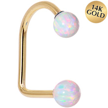 Load image into Gallery viewer, 14k Yellow Gold Yellow 5mm Synthetic Opal Lippy Loop 14G 3/8