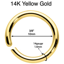 Load image into Gallery viewer, 14G 3/8 Handcrafted Solid 14k Yellow Gold Seamless Circular Ring