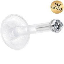 Load image into Gallery viewer, 16G Bioplast 14K White Gold 1.5mm Genuine Diamond Micro Labret