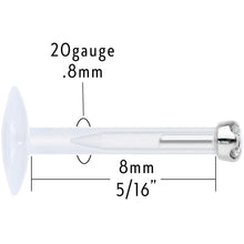Load image into Gallery viewer, 16G Bioplast 14K White Gold 1.5mm Genuine Diamond Micro Labret