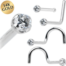 Load image into Gallery viewer, 14k Solid White Gold Genuine 1.5mm Diamond Micro Nose Ring