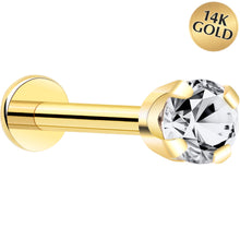 Load image into Gallery viewer, 14k Yellow Gold Flat Back Earring with 3mm Cubic Zirconia Handmade