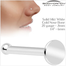Load image into Gallery viewer, 20G Solid 14k Gold Flat Disc Nose Bone