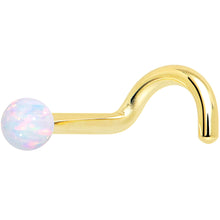 Load image into Gallery viewer, 14k Yellow Gold 2.5mm Synthetic Opal Ball Nose Ring