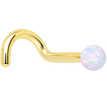Load image into Gallery viewer, 14k Yellow Gold 2.5mm Synthetic Opal Ball Nose Ring