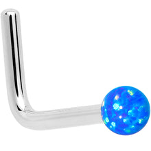 Load image into Gallery viewer, 14k White Gold 2.5mm Blue Synthetic Opal Ball Nose Ring