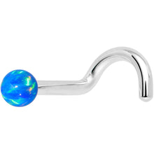 Load image into Gallery viewer, 14k White Gold 2.5mm Blue Synthetic Opal Ball Nose Ring