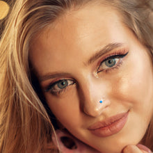 Load image into Gallery viewer, 14k White Gold 2.5mm Blue Synthetic Opal Ball Nose Ring