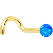 Load image into Gallery viewer, 14k Yellow Gold 2.5mm Blue Synthetic Opal Ball Nose Ring