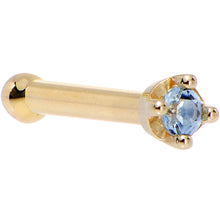 Load image into Gallery viewer, Solid 14K Yellow Gold 1.5mm Genuine Topaz Nose Ring