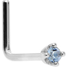 Load image into Gallery viewer, Solid 14K White Gold 1.5mm Genuine Topaz Nose Ring