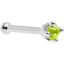 Load image into Gallery viewer, Solid 14K White Gold 1.5mm Genuine Peridot Nose Ring