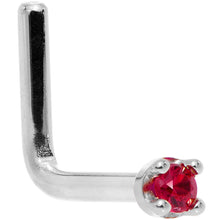 Load image into Gallery viewer, Solid 14K White Gold 1.5mm Diamond Cut Genuine Ruby Nose Ring