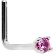 Load image into Gallery viewer, Solid 14K White Gold 1.5mm Genuine Pink Sapphire Nose Ring