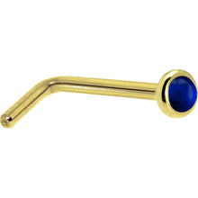 Load image into Gallery viewer, Solid 14K Yellow Gold 2mm Genuine Sapphire Nose Ring
