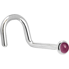 Load image into Gallery viewer, Solid 14K White Gold 2mm Genuine Raspberry Rhodolite Garnet Nose Ring