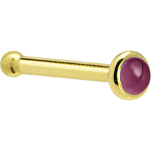 Load image into Gallery viewer, Solid 14K Yellow Gold 2mm Genuine Raspberry Rhodolite Garnet Nose Ring