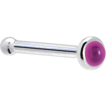 Load image into Gallery viewer, Solid 14K White Gold 2mm Genuine Pink Garnet Nose Ring
