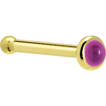 Load image into Gallery viewer, Solid 14K Yellow Gold 2mm Genuine Pink Garnet Nose Ring